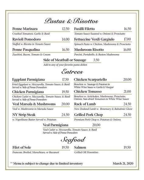 Our menu is diverse as the people who walk through our doors. . Gargiulos italian restaurant menu